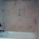 STONE TILE WITH NEW JET TUB AND RECESSED SOAP/SHAMPOO BOX